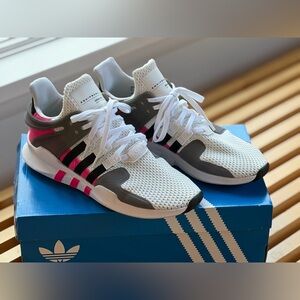 adidas White Grey Pink EQT Support ADV Sneakers